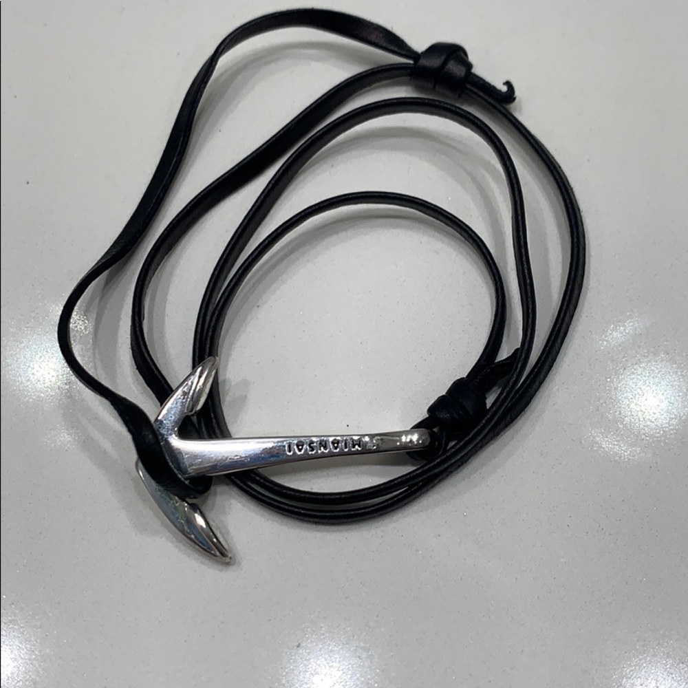 Miansai silver anchor on leather